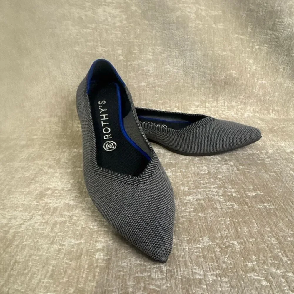 Rothy's Women's The Point Knit Slip-On Ballet Flats Grey Birdseye Size 8.5